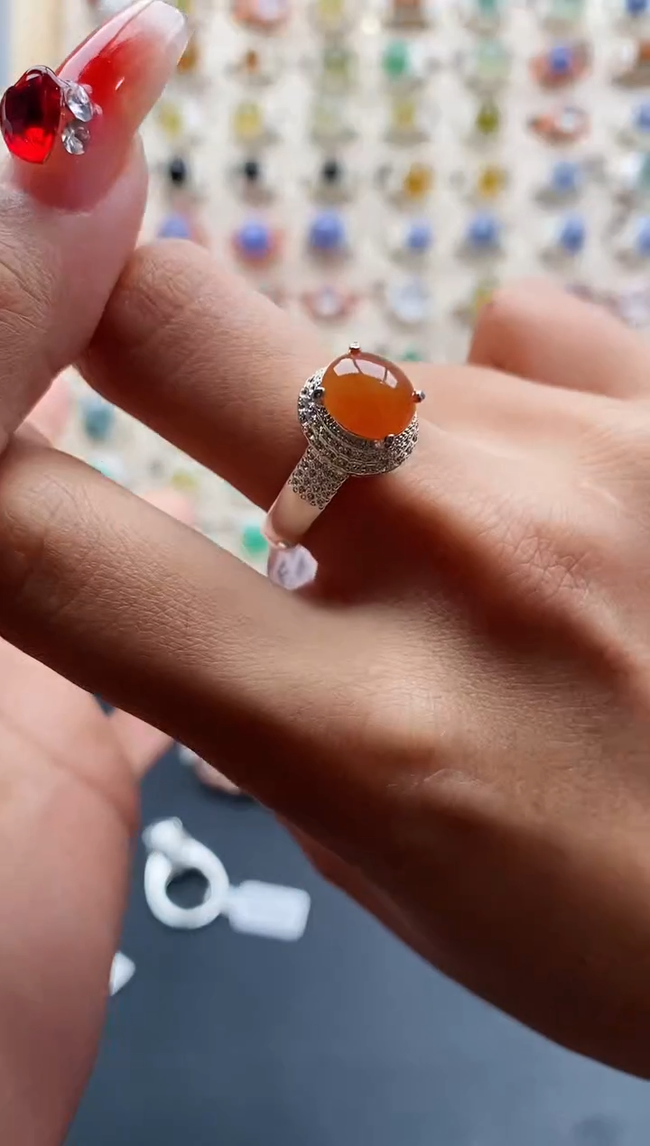 【闪购商品】翡翠戒指未镶嵌缅甸天然A货翡翠444 5+8