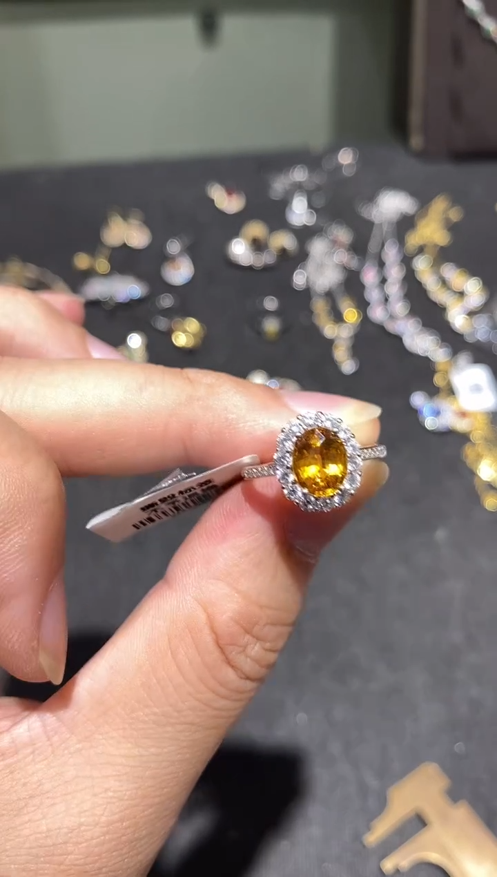 戒指蓝宝石银S925镶嵌戒指