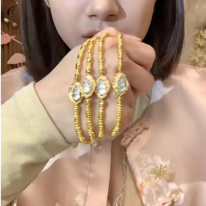 玥集珠宝 18K金白冰葫芦翡翠手链 多样性发货一件 XYH