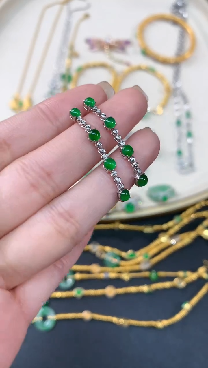 【闪购商品】翡翠耳饰18K金镶嵌耳饰A277|6800