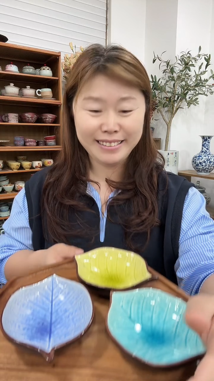 陶叶子料碟3个...