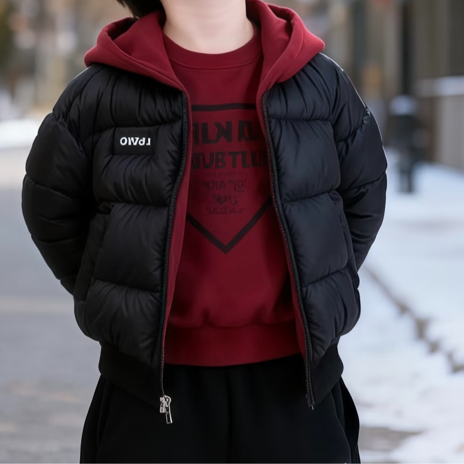 儿童冬季双面穿加厚棉服2025新款简约百搭棉衣男女童夹克外套洋气