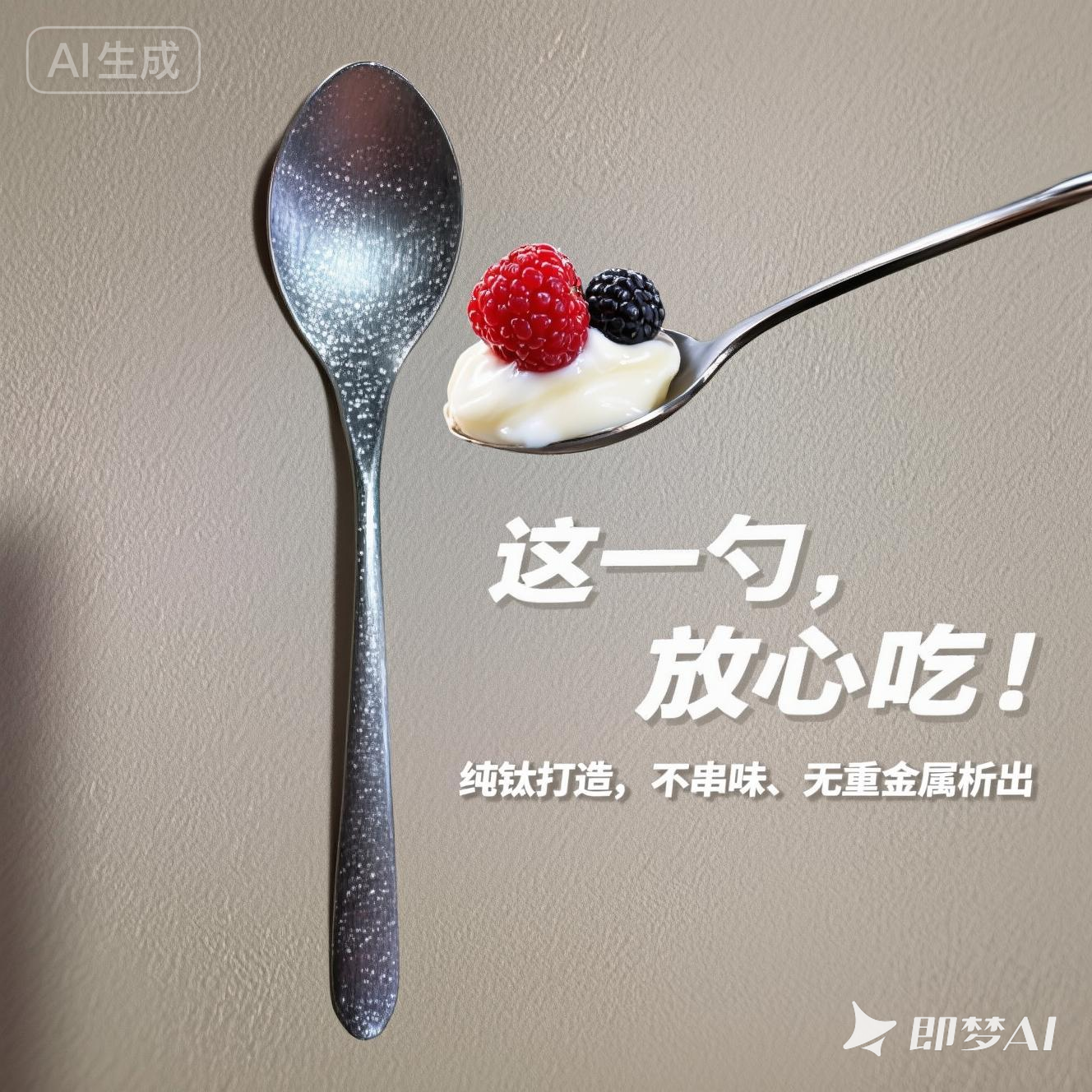 纯钛餐勺冰花纯钛汤勺纯钛抑菌长柄勺纯钛便携叉勺钛餐具钛勺子