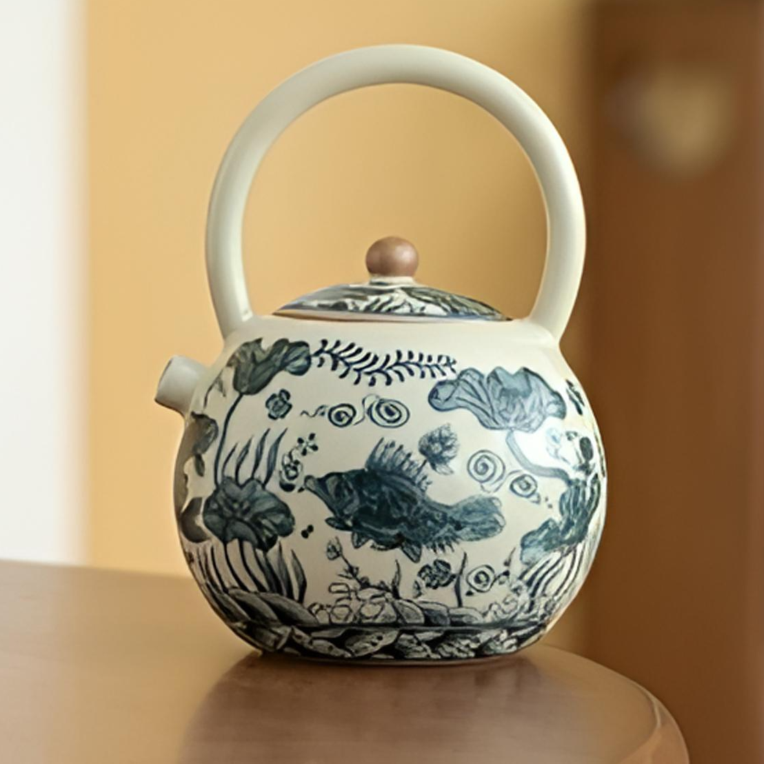 G009-鱼藻纹汝窑提梁壶CYTC