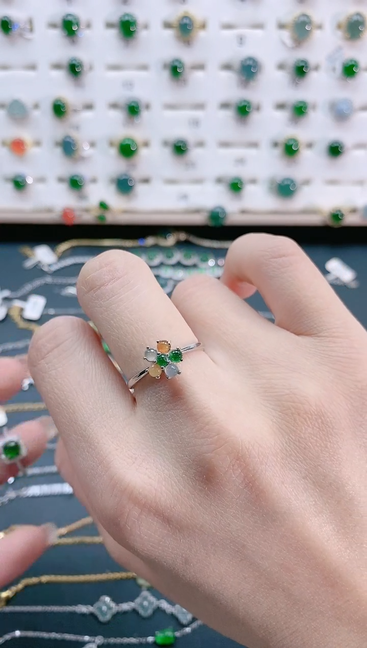 【闪购商品】翡翠戒指银S925镶嵌天然翡翠