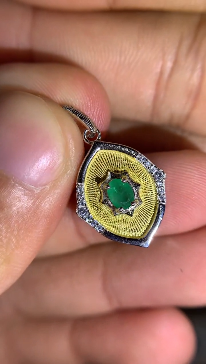 【闪购商品】祖母绿吊坠银S925镶嵌7-1