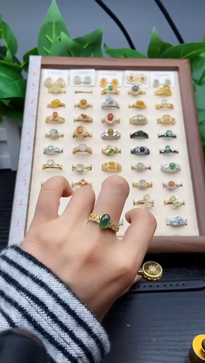 银S925镶嵌戒指翡翠12