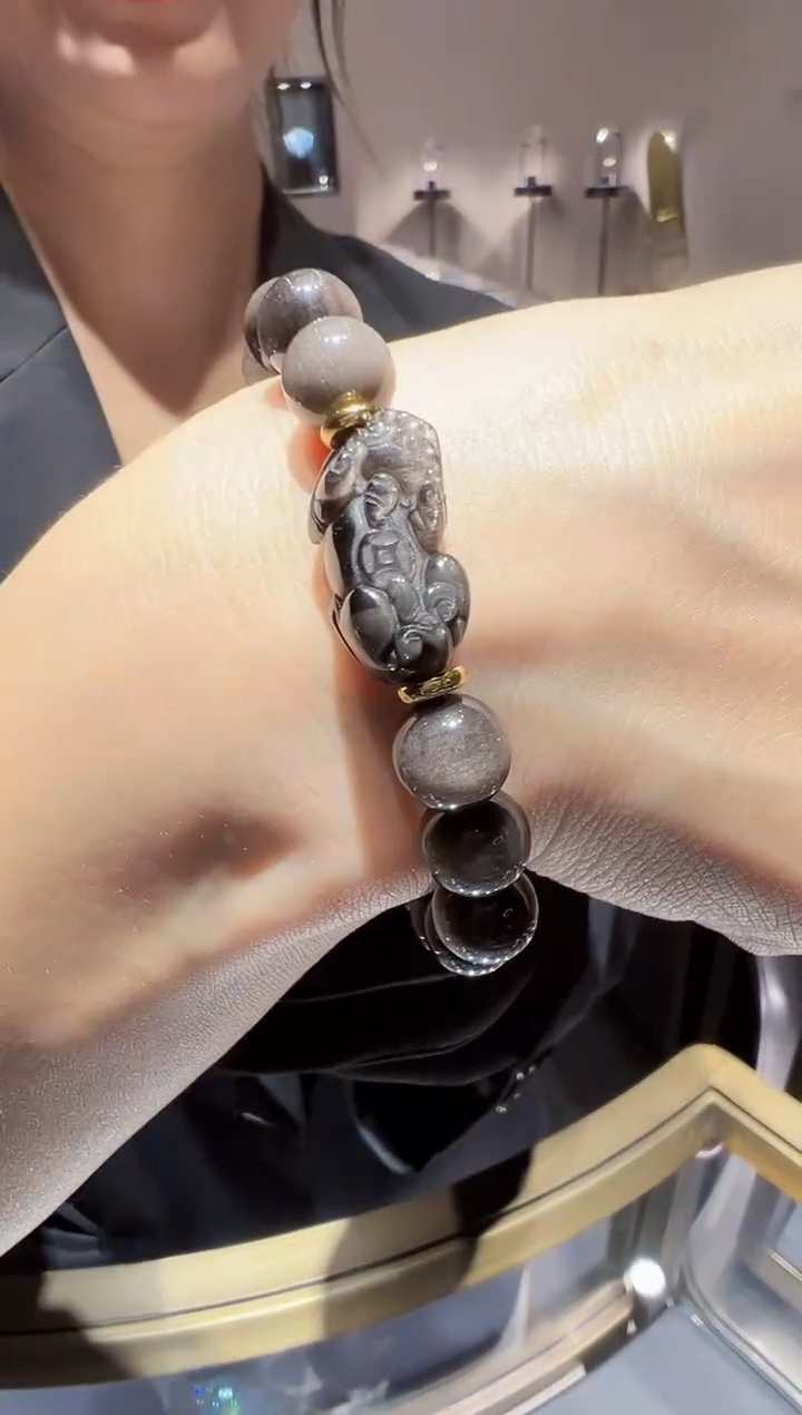 【闪购商品】黑曜岩手链未镶嵌24【】多样性发一