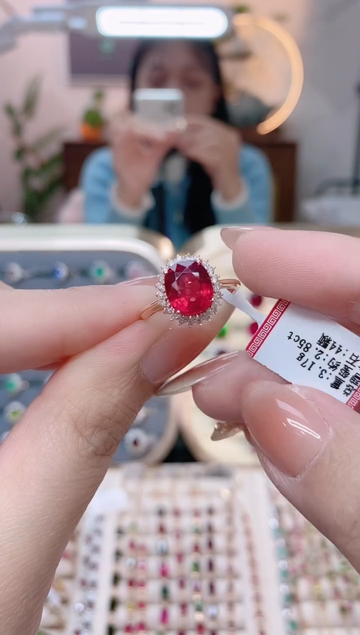 【闪购商品】碧玺18K金戒指18K金镶嵌1