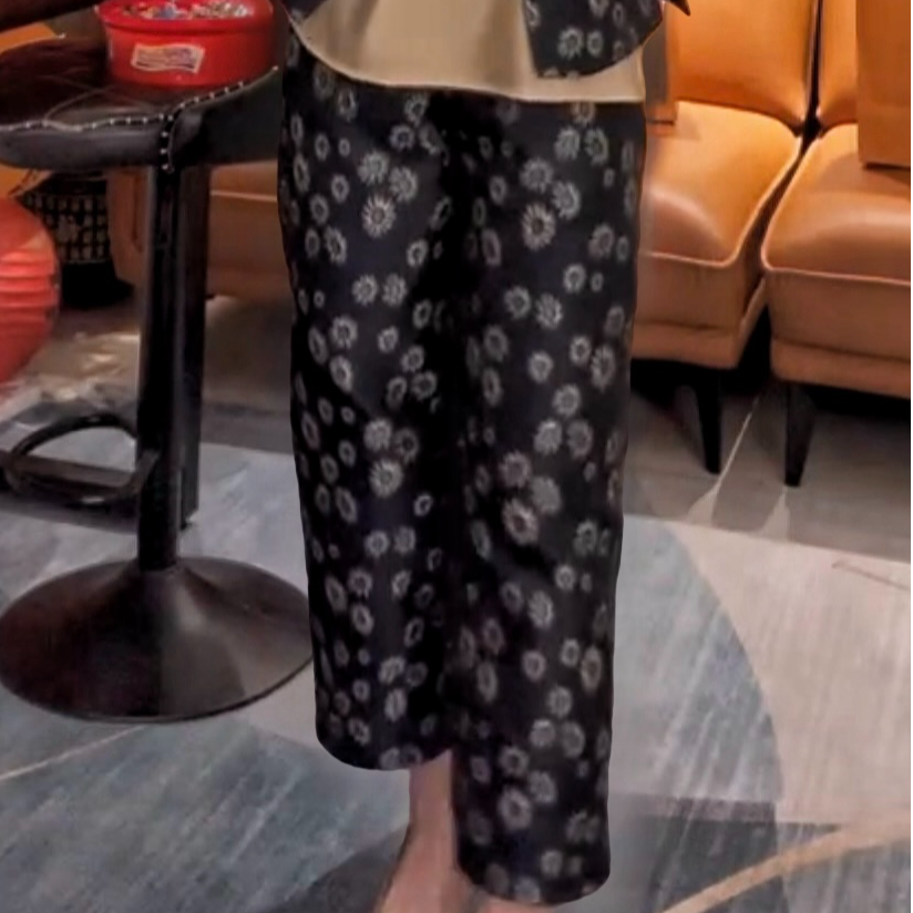 2025新款时尚宽松显瘦休闲印花哈伦裤新中式百搭气质九分裤168