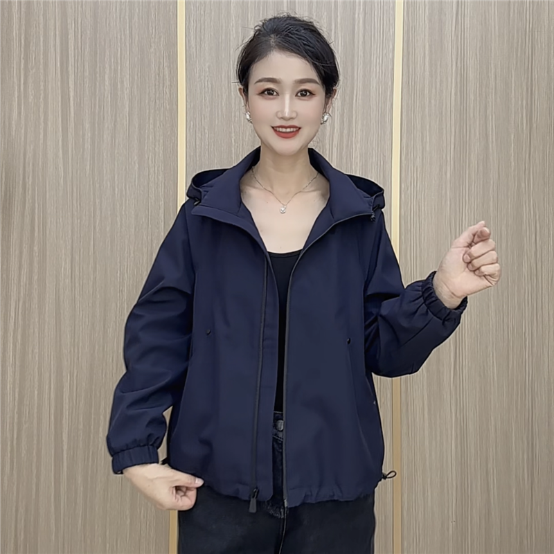 连帽纯色外套时尚气质休闲女装上衣短款