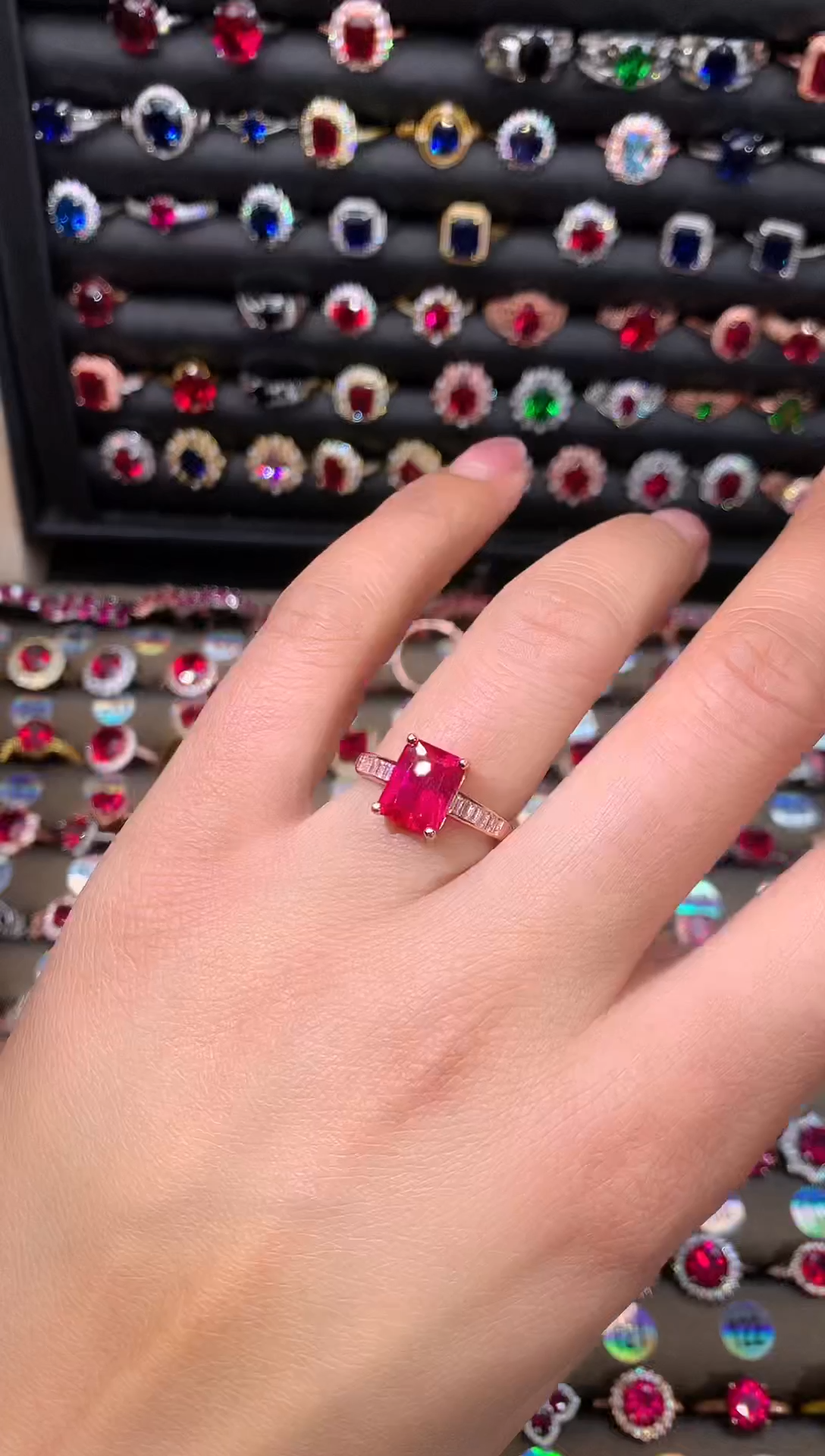 【闪购商品】红宝石戒指银S925镶嵌79玫瑰金