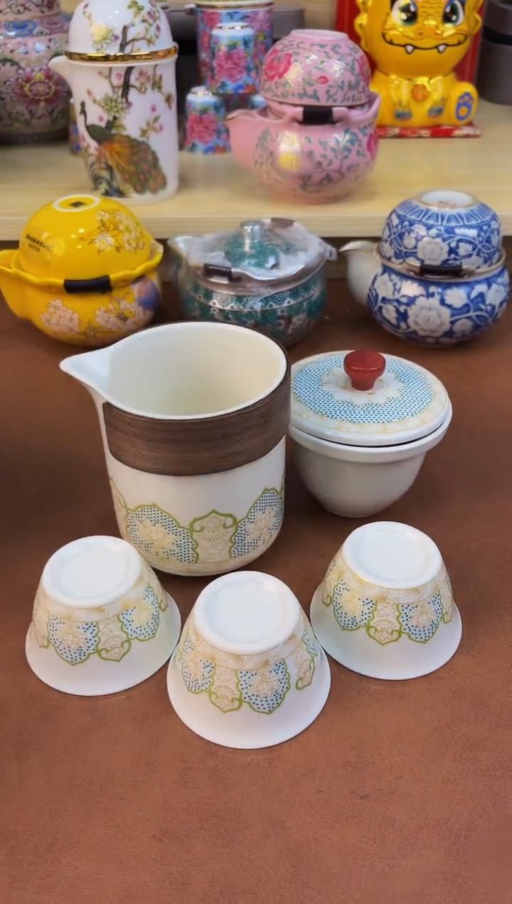 陶瓷茶具摆件旅行套组