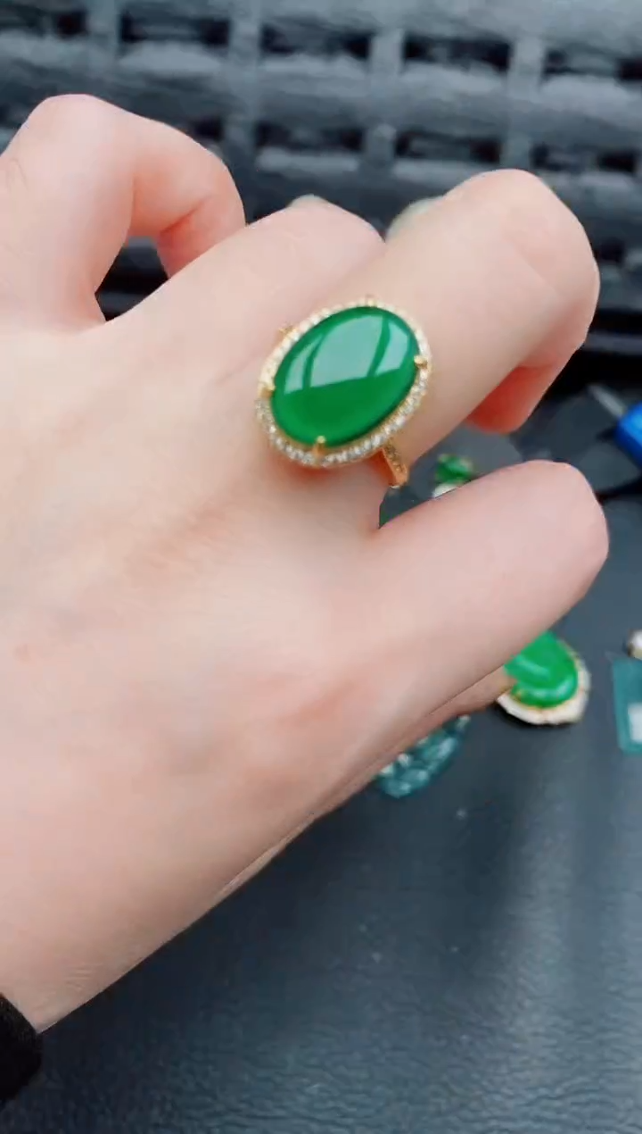 【闪购商品】翡翠戒指银S925镶嵌天然a货翡翠618