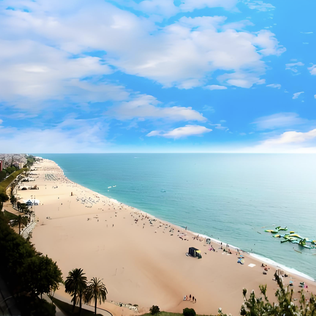 真实大自然美景金色沙滩 蓝天白云碧波荡漾风景优美如画拼图