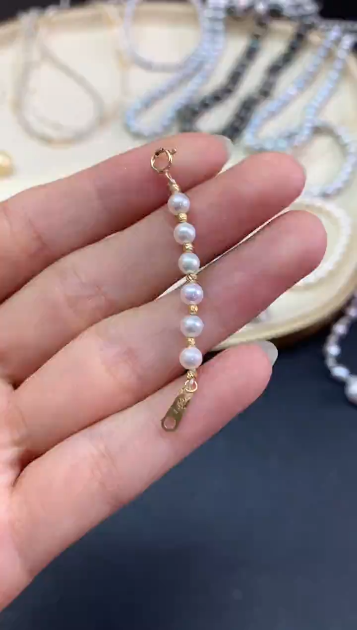 颈饰18K金镶嵌海水珍珠延长链|299多样性发其一