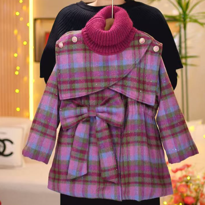 小公主洋气女千金风大衣加绒外套女孩时髦冬装FX163