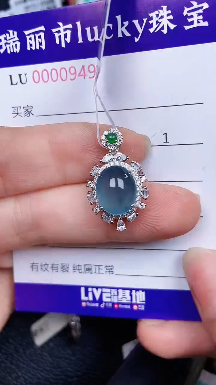 颈饰银S925镶嵌翡翠0499