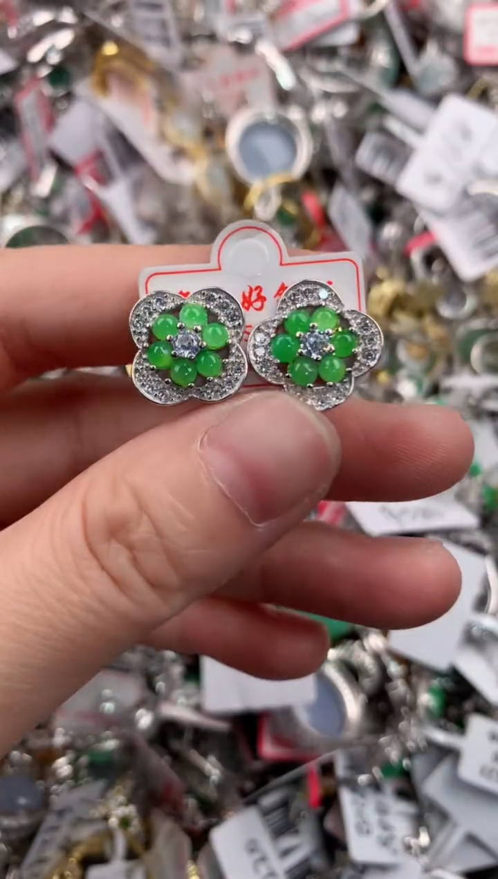 银S925镶嵌戒指翡翠10                10