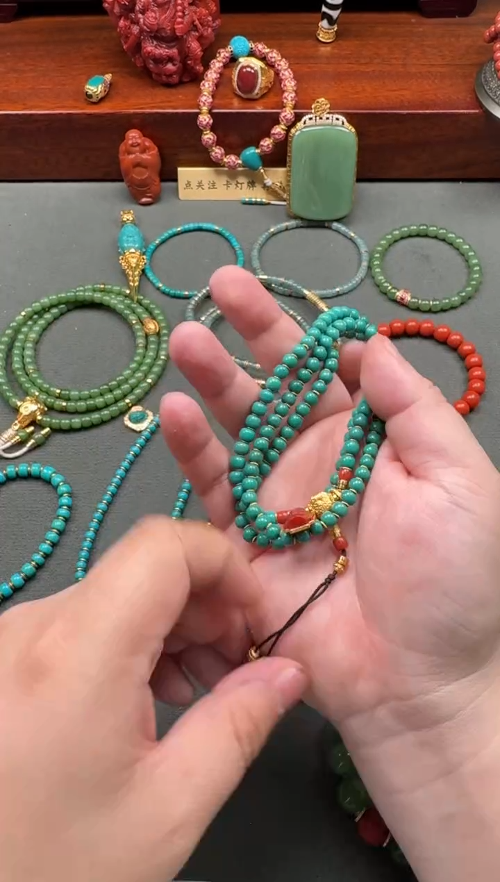 【闪购商品】绿松石手串手串18K金镶嵌手串手串