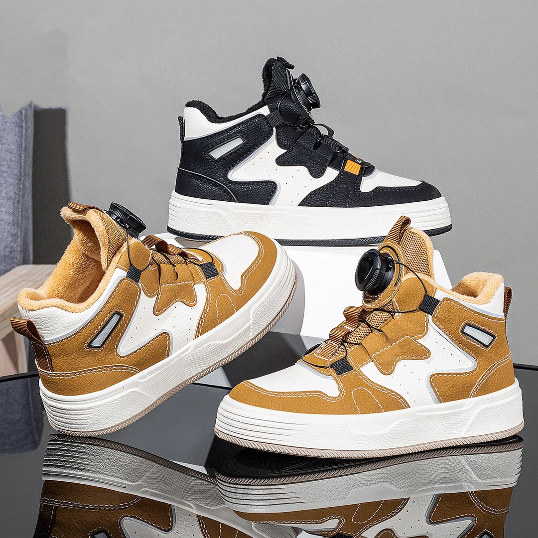 1165童鞋二棉冬季加绒加厚板鞋时尚舒适小童休闲鞋