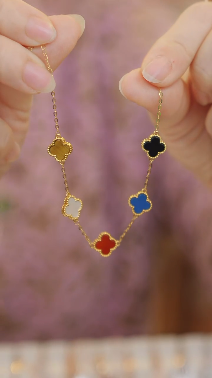 18K金镶嵌手链玛瑙/玉髓五花