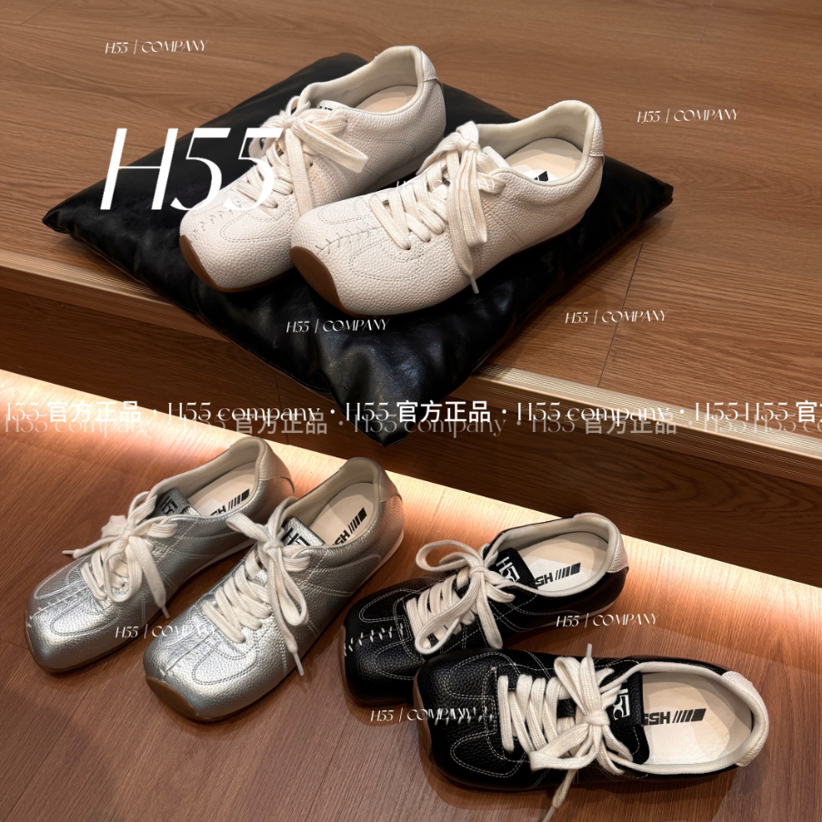H55【kzn·小花】-时光线条-极简荔枝纹结构德训鞋4cm67-2655