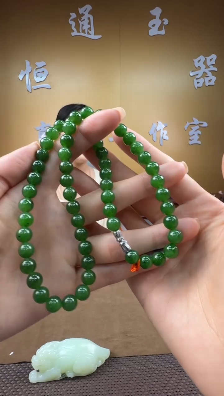 颈饰未镶嵌和田玉项链8mm