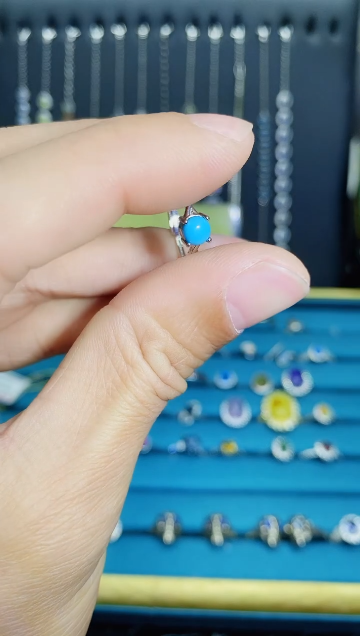 【闪购商品】水晶戒指银S925镶嵌绿松