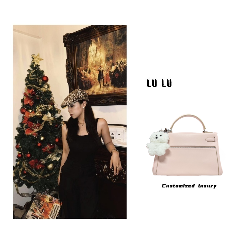 SOVOB手工时尚百搭横真皮女包  A10471  AKL 双口袋 大象灰/粉色