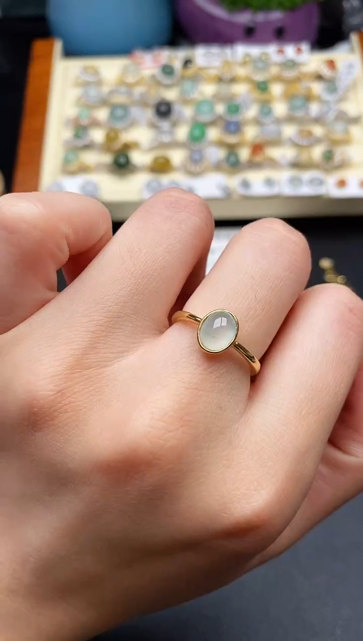 翡翠银S925镶嵌戒指5555555+5