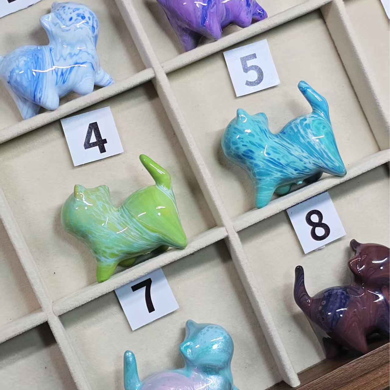  【漂漆猫小姐】非遗漂漆工艺手工创意绿檀猫小姐歪头猫摆件礼物