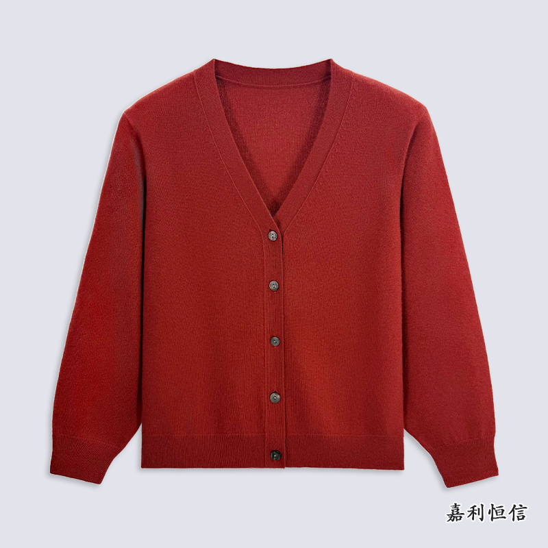 【匠心工艺】气质出众简约百搭纯山羊绒女式V领开衫