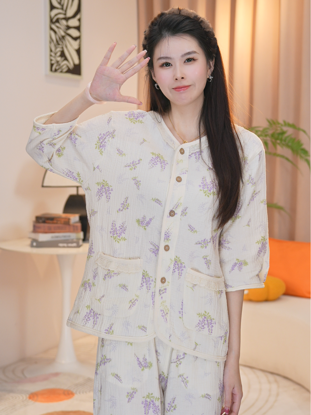 【冰冰专属】时尚女士宽松纯棉舒适家居服春夏AYR