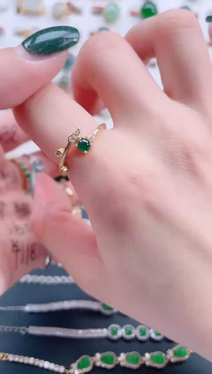 银S925镶嵌戒指翡翠天然翡翠