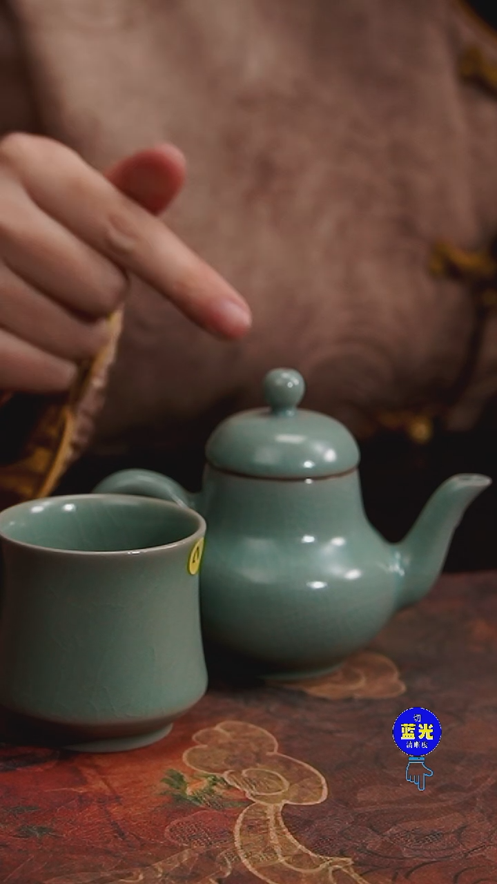 摆件瓷瑕品清凉寺原矿釉思亭壶+乙级束腰杯