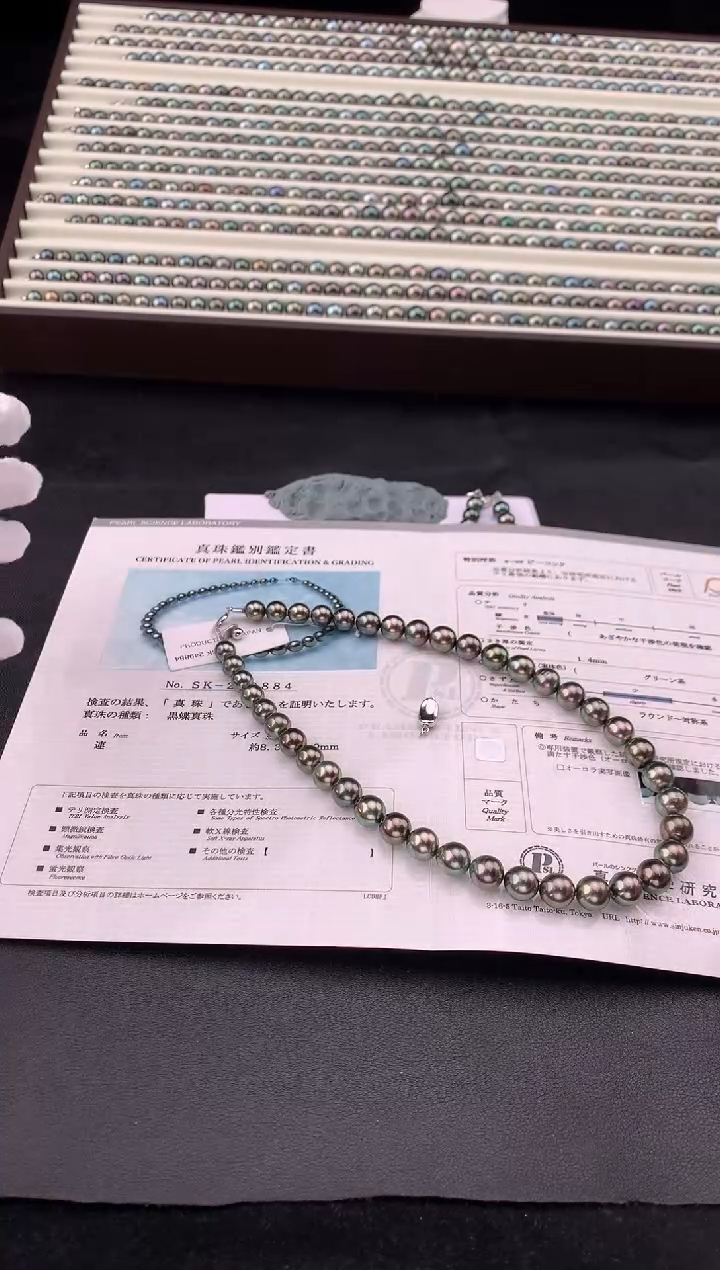 银S925镶嵌颈饰海水珍珠大溪地海水珍珠项链8-11mm