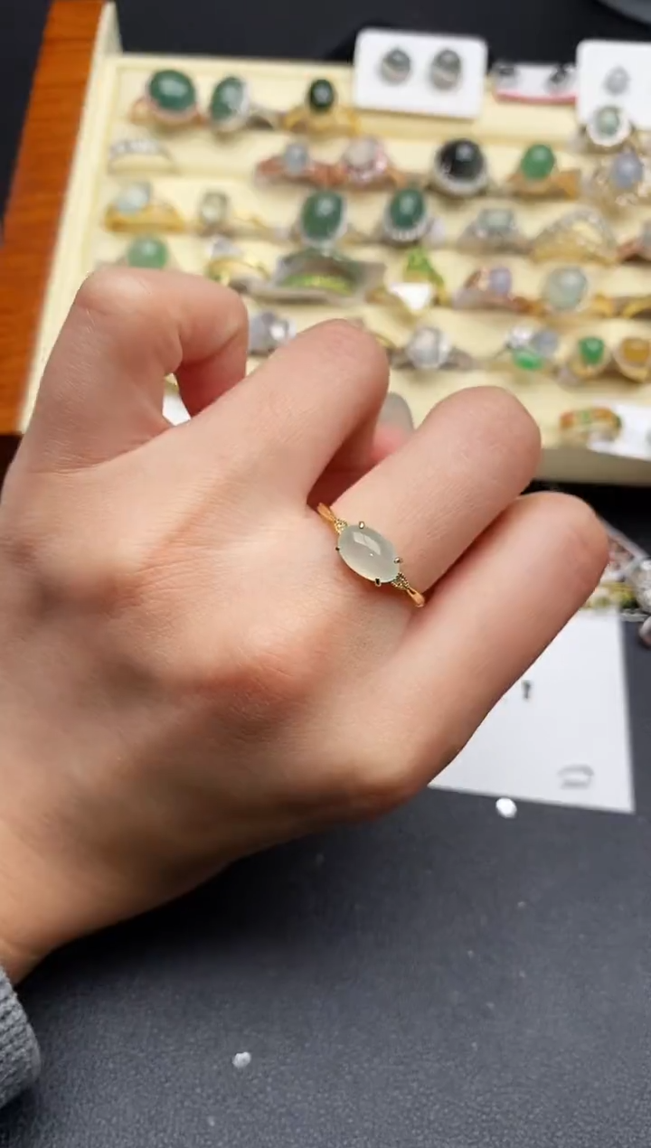 【闪购商品】翡翠戒指银S925镶嵌777777777+9