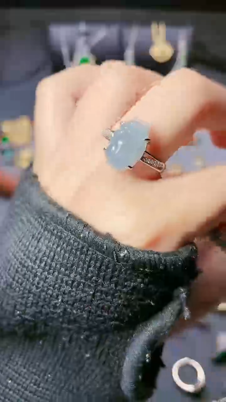 【闪购商品】翡翠戒指银S925镶嵌戒指