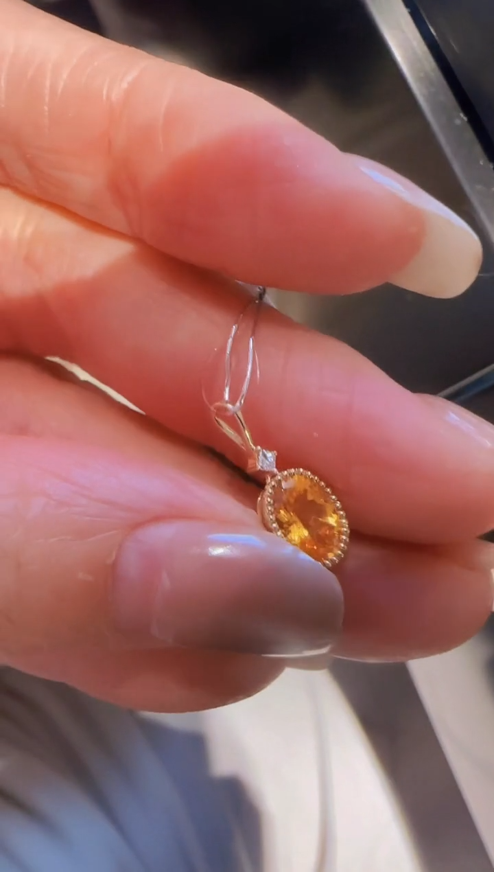 【闪购商品】石榴石（芬达石）吊坠18K金镶嵌精选H  芬达吊坠