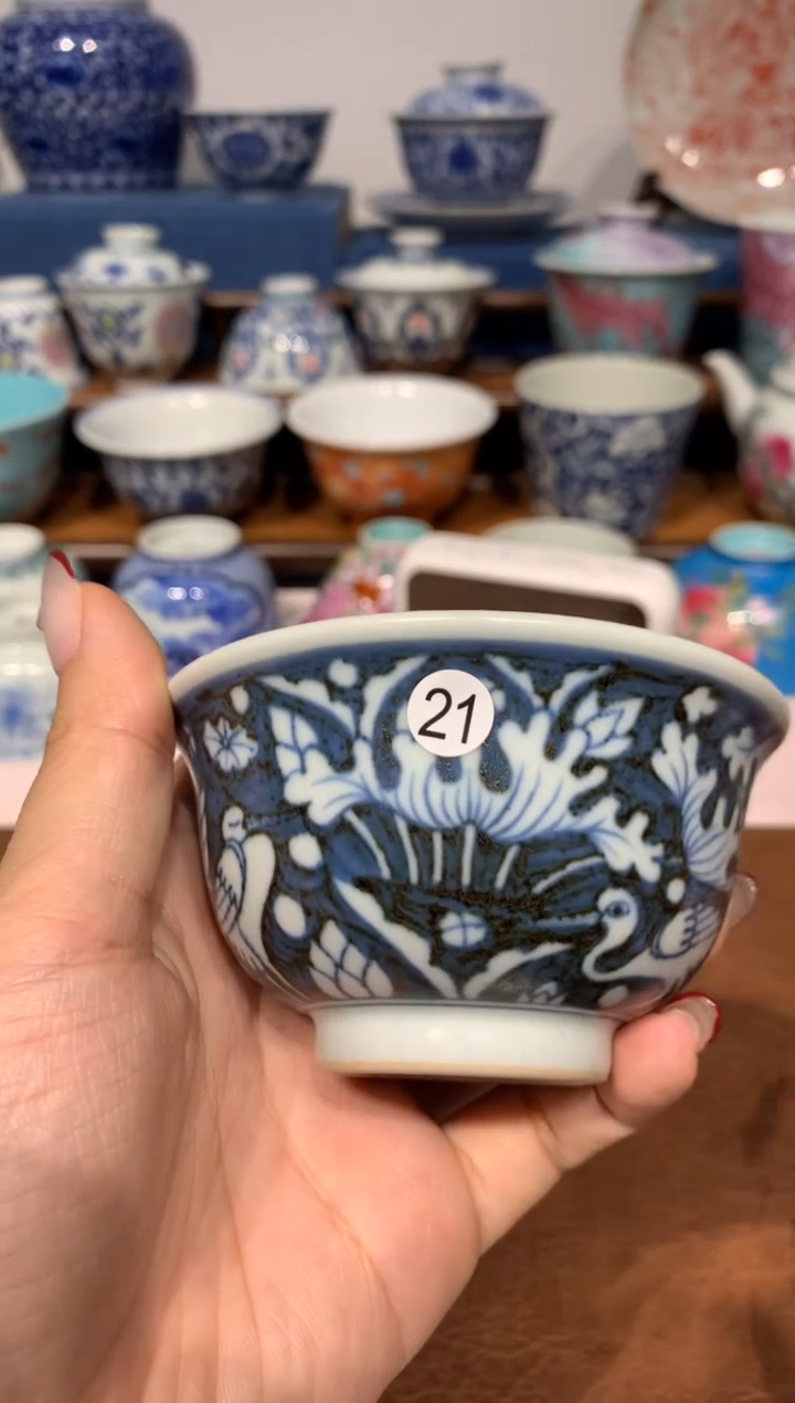 【闪购商品】摆件21青花一路连科压手杯额