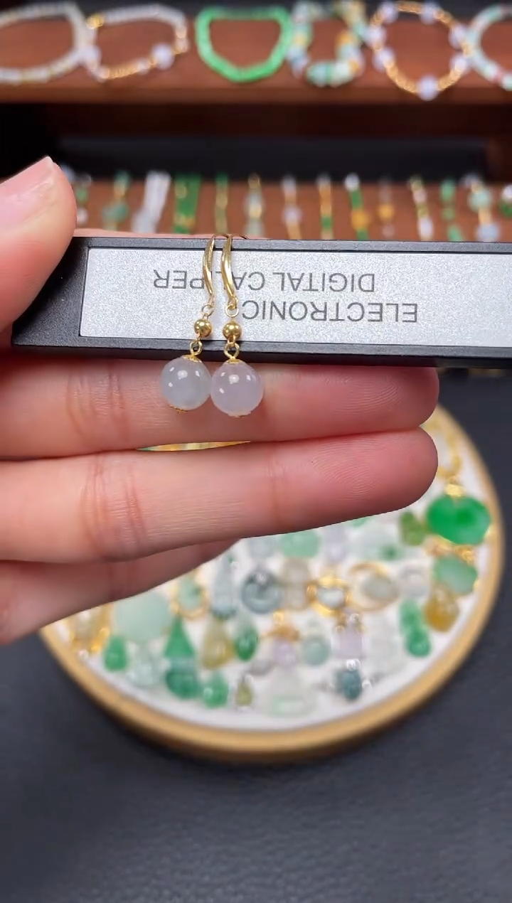 【闪购商品】翡翠耳饰18K金镶嵌2个   JK729