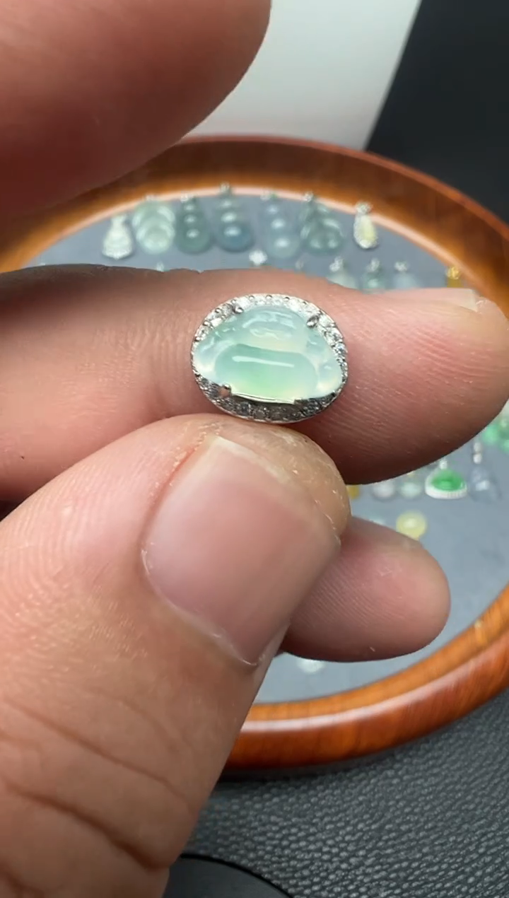 颈饰银S925镶嵌翡翠（9号）纯天然A货缅甸翡翠 佛公潘拉拉