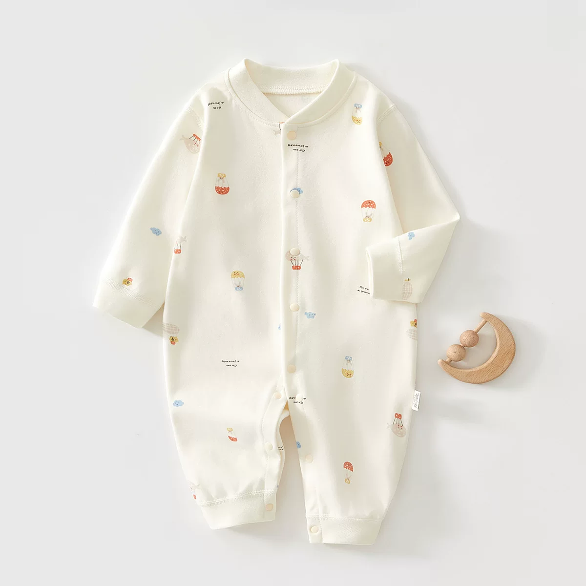 四件四季A类舒适纯棉无骨婴儿连体衣