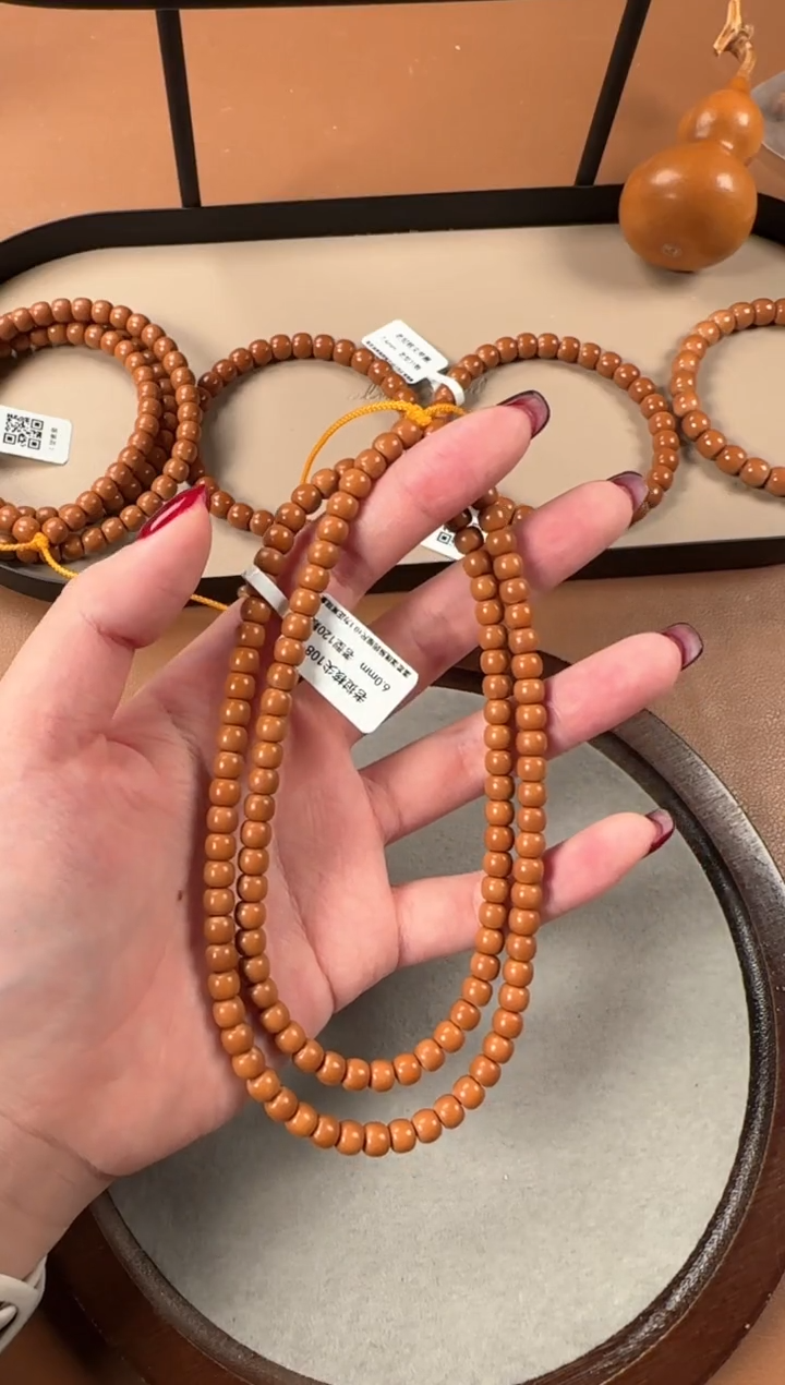 手串橄榄核6.0mm核尖108，老挝料，老型珠，高油高密