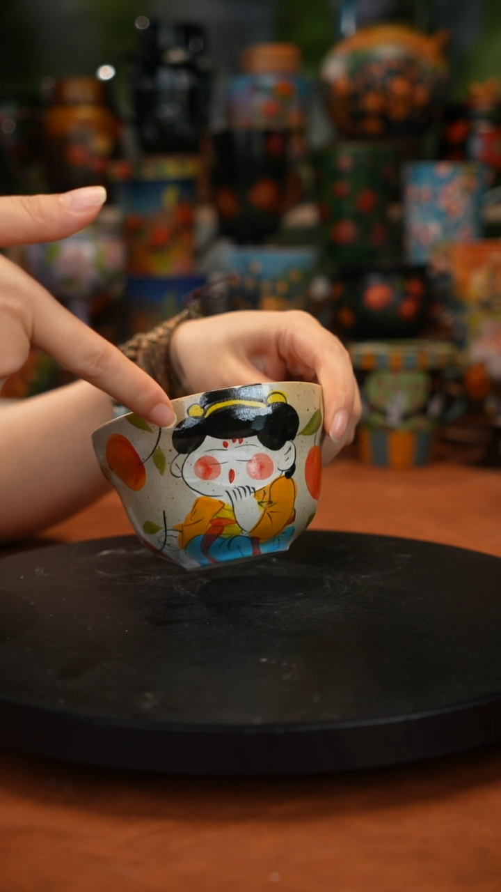 紫砂油画釉下 彩手绘