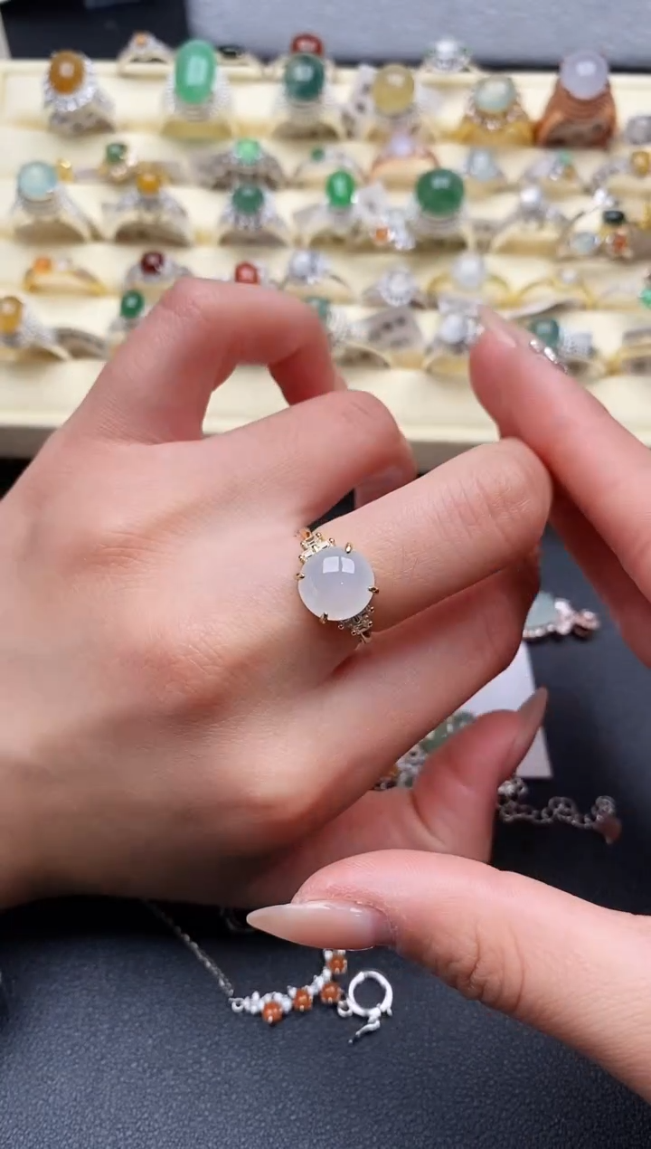 【闪购商品】翡翠戒指银S925镶嵌3333333+9