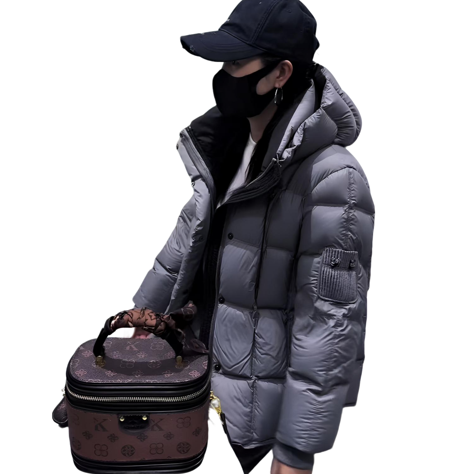 连帽中长款拉链休闲风厚款羽绒服加厚韩版秋冬户外