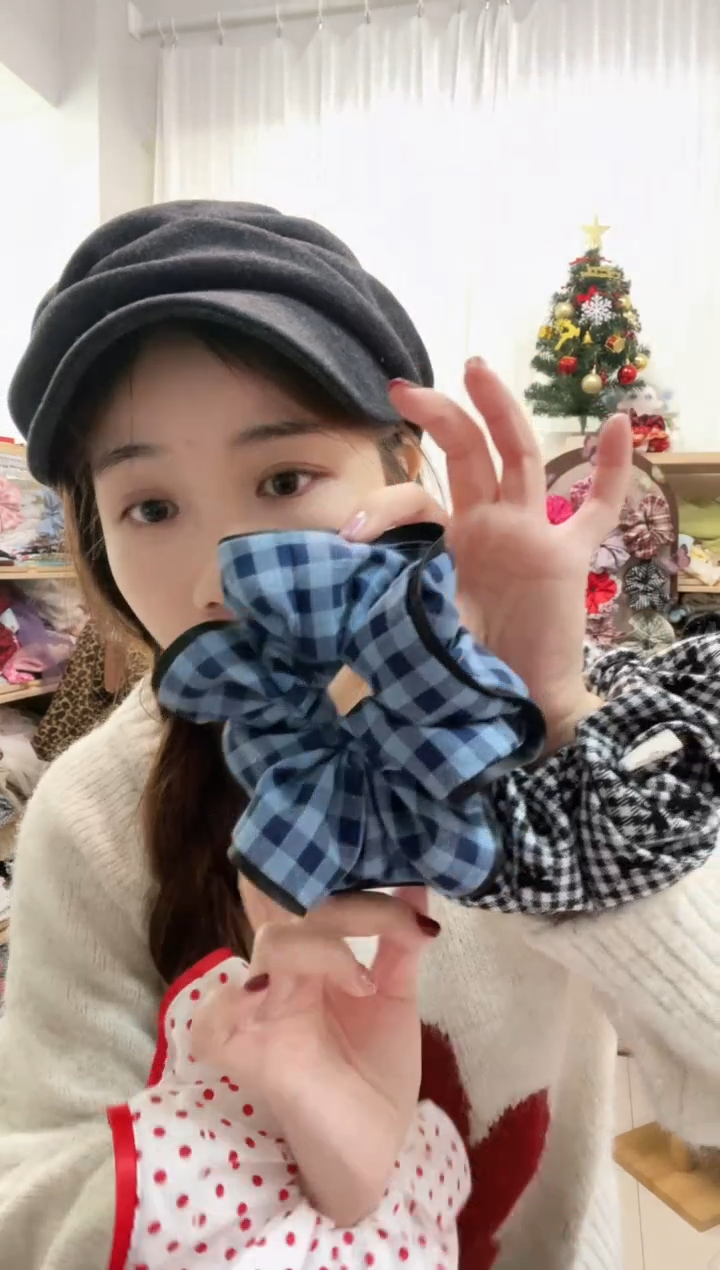 棉1米 蓝黑格涤棉布 