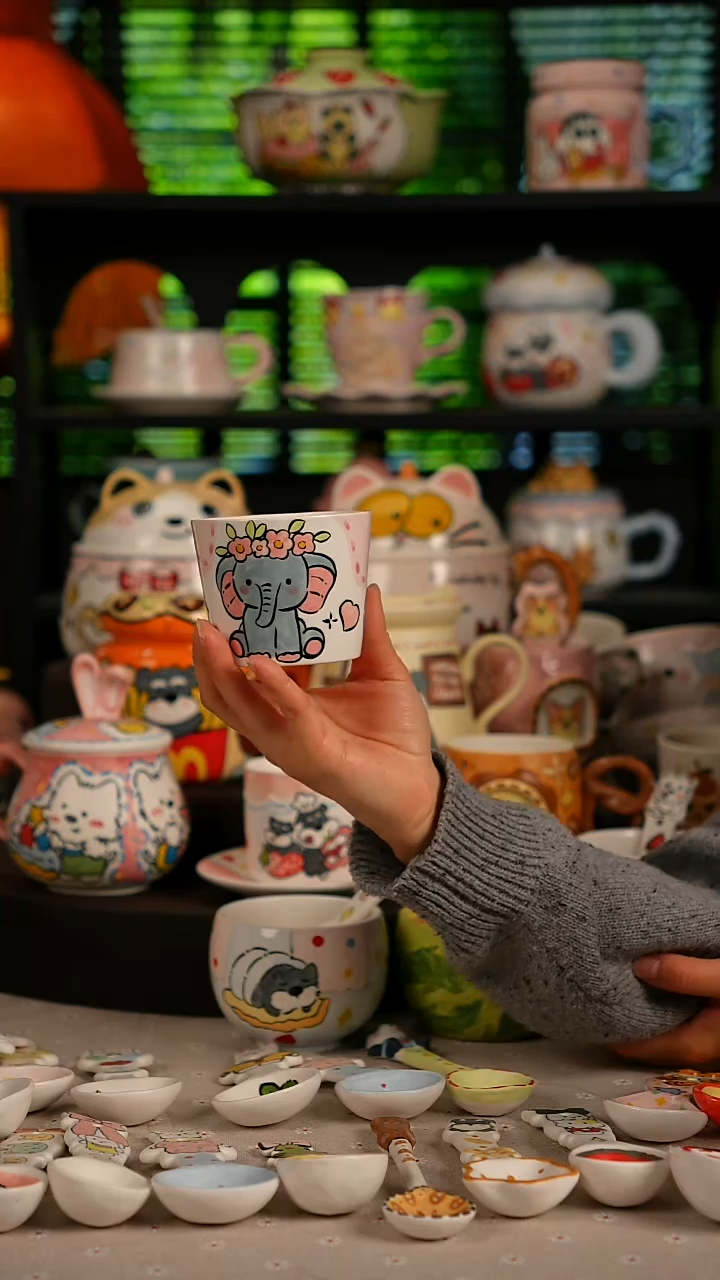 陶瓷无盖款景德镇高温釉下彩纯手绘创意瓷